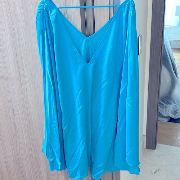 NWT $300+ JAY GODFREY Bower Kimono cut out mini dress turquoise blue 10 - Picture 6 of 7